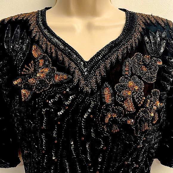 VTG beaded cocktail holiday sparkle dress - Picture 4 of 14